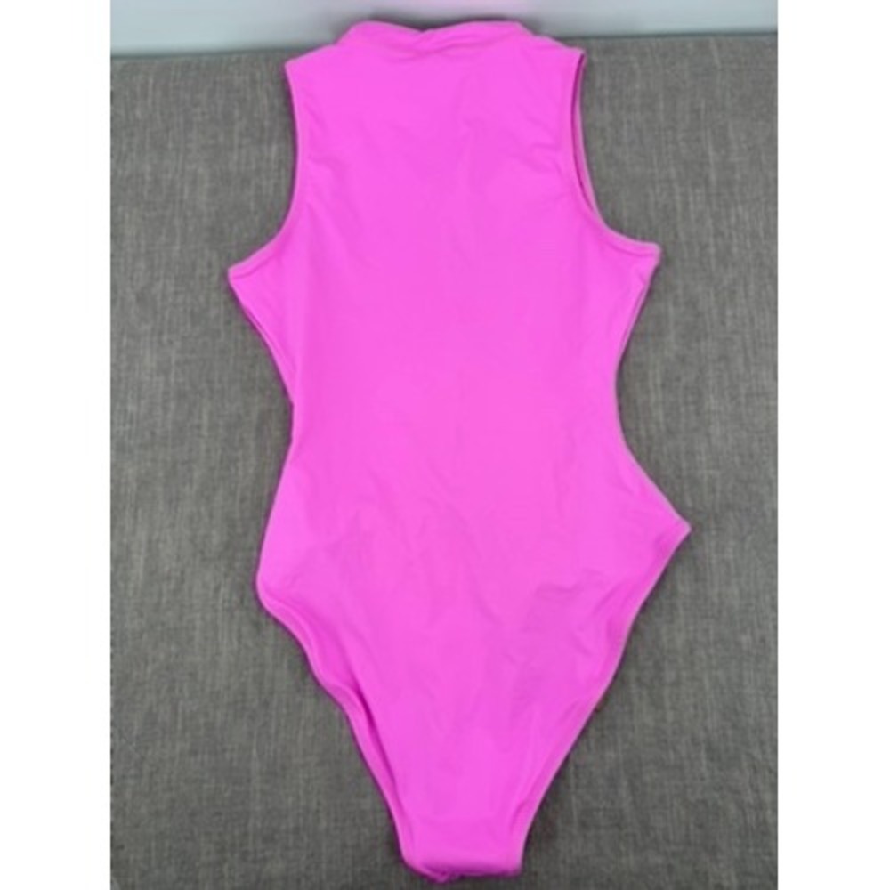 SKIMS Recycled Swim Sleeveless One Piece Swimsuit Neon Orchid Pink Size M NWT